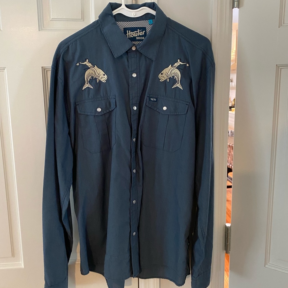 Mens Yeti/Howler Brothers Gaucho Snapshirt-Tarpon